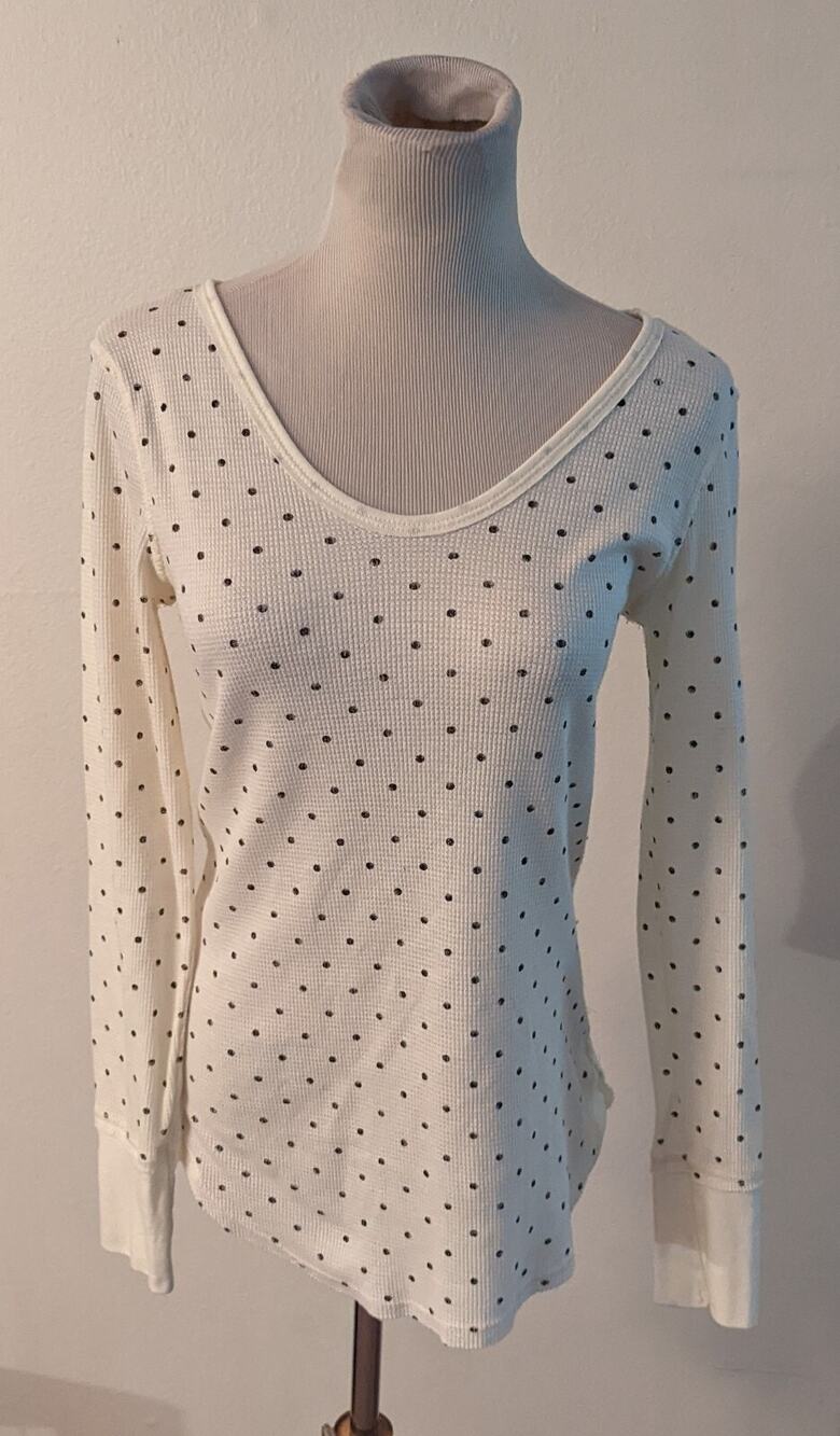 We The Free sz M Thermal Waffle Knit Top T-shirt polka dot shirt 1756